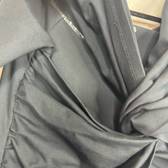 Abercrombie & Fitch Deep V Ponte Thick Knit Twisted Wrap Front Dress 3/4 Sleeve - Picture 13 of 14